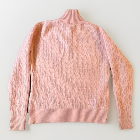 Peter Millar Cashmere 1/4 Zip Cable Knit Sweater Pink Women's M Runs Small - Picture 5 of 10